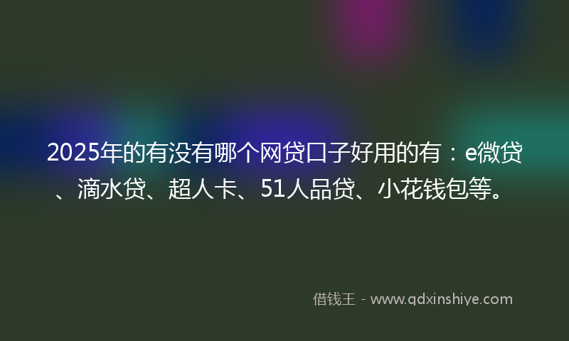 2025年的有没有哪个网贷口子好用的有：e微贷、滴水贷、超人卡、51人品贷、小花钱包等。
