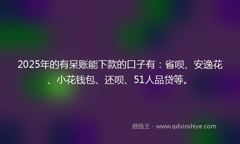 2025年的有呆账能下款的口子有：省呗、安逸花、小花钱包、还呗、51人品贷等。