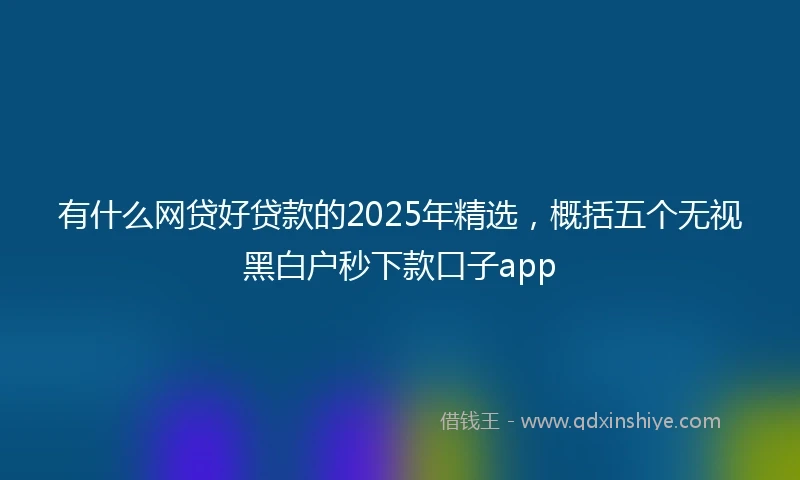有什么网贷好贷款的2025年精选，概括五个无视黑白户秒下款口子app