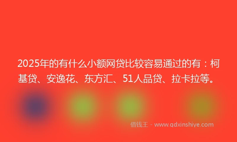 2025年的有什么小额网贷比较容易通过的有：柯基贷、安逸花、东方汇、51人品贷、拉卡拉等。
