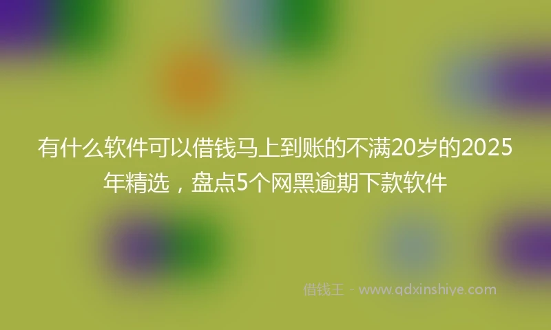 有什么软件可以借钱马上到账的不满20岁的2025年精选，盘点5个网黑逾期下款软件