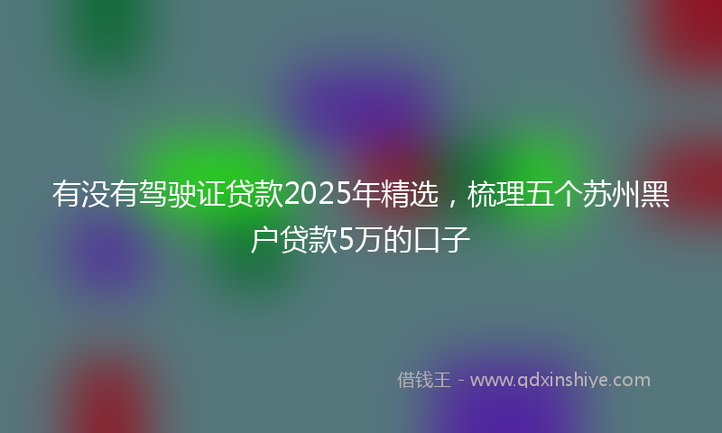 有没有驾驶证贷款2025年精选，梳理五个苏州黑户贷款5万的口子
