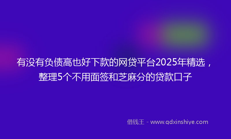 有没有负债高也好下款的网贷平台2025年精选，整理5个不用面签和芝麻分的贷款口子