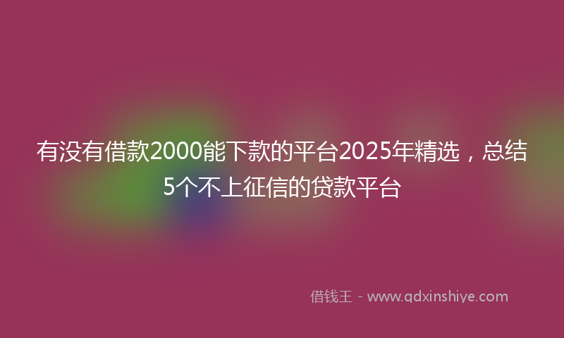 有没有借款2000能下款的平台2025年精选，总结5个不上征信的贷款平台