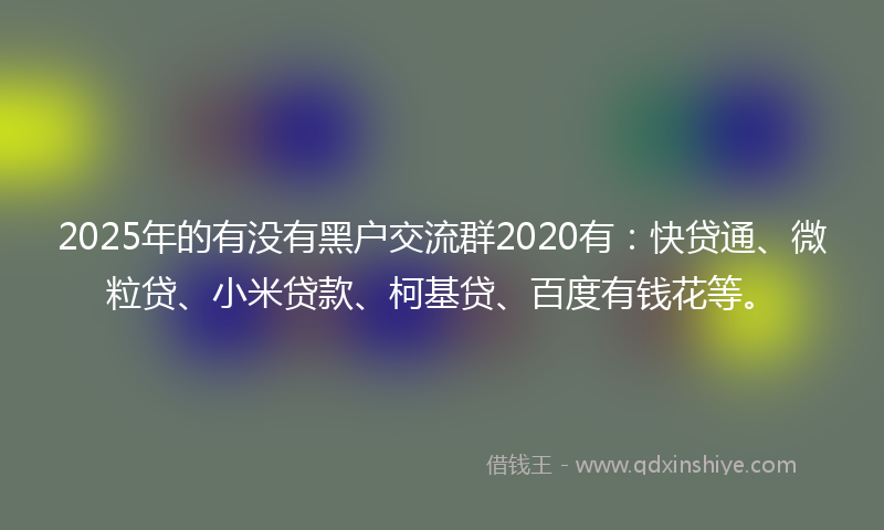 2025年的有没有黑户交流群2020有：快贷通、微粒贷、小米贷款、柯基贷、百度有钱花等。