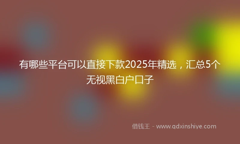 有哪些平台可以直接下款2025年精选，汇总5个无视黑白户口子