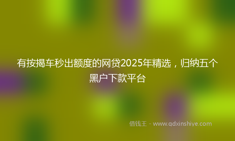 有按揭车秒出额度的网贷2025年精选，归纳五个黑户下款平台