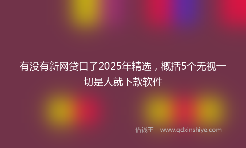 有没有新网贷口子2025年精选，概括5个无视一切是人就下款软件