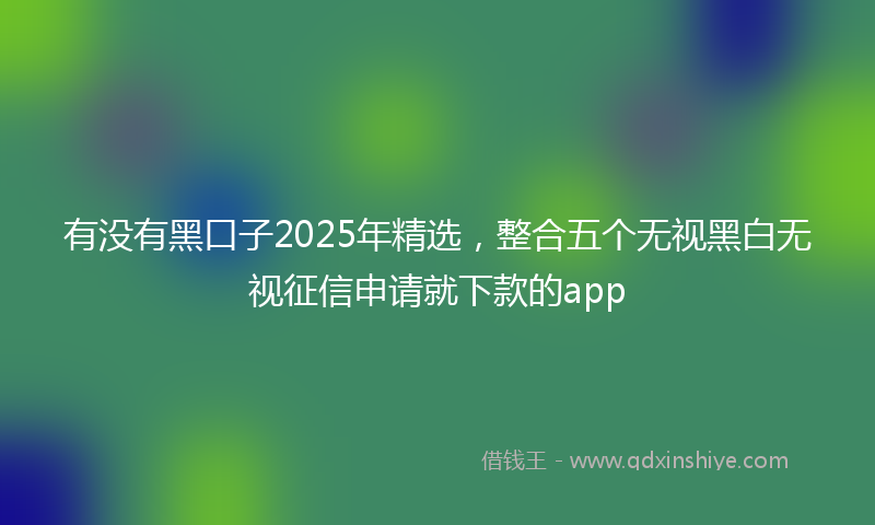 有没有黑口子2025年精选，整合五个无视黑白无视征信申请就下款的app