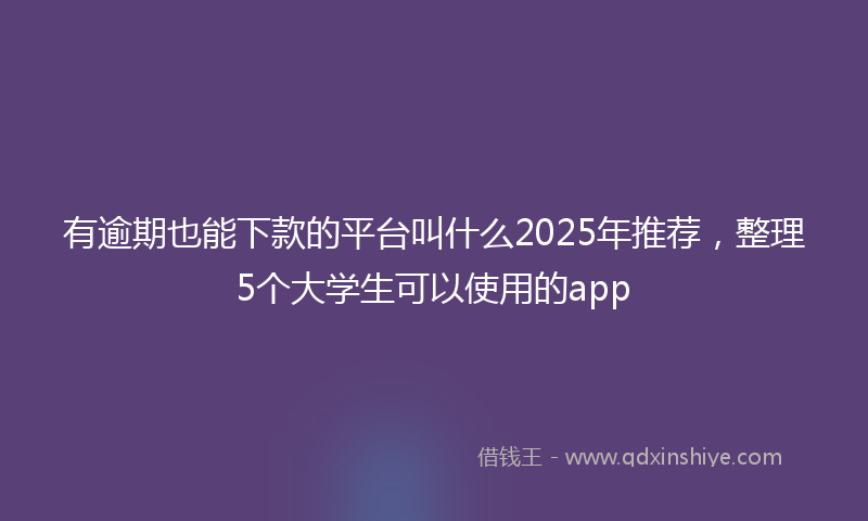 有逾期也能下款的平台叫什么2025年推荐，整理5个大学生可以使用的app
