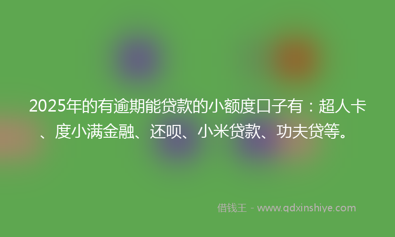 2025年的有逾期能贷款的小额度口子有：超人卡、度小满金融、还呗、小米贷款、功夫贷等。