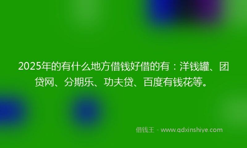 2025年的有什么地方借钱好借的有：洋钱罐、团贷网、分期乐、功夫贷、百度有钱花等。