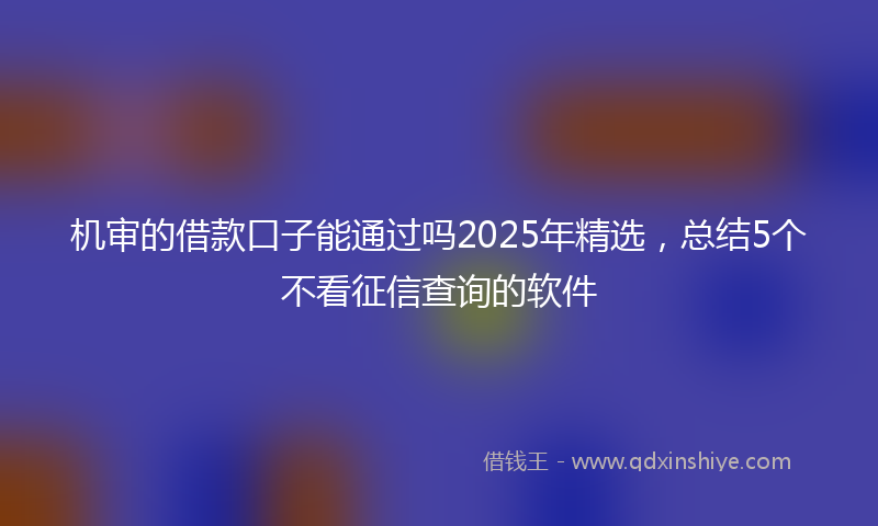 机审的借款口子能通过吗2025年精选，总结5个不看征信查询的软件