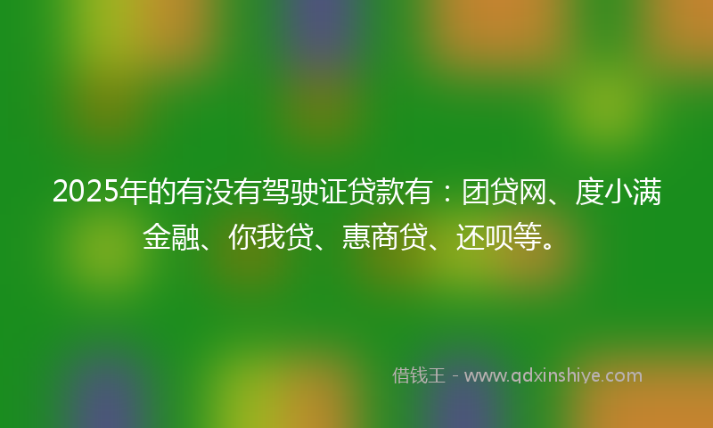 2025年的有没有驾驶证贷款有：团贷网、度小满金融、你我贷、惠商贷、还呗等。