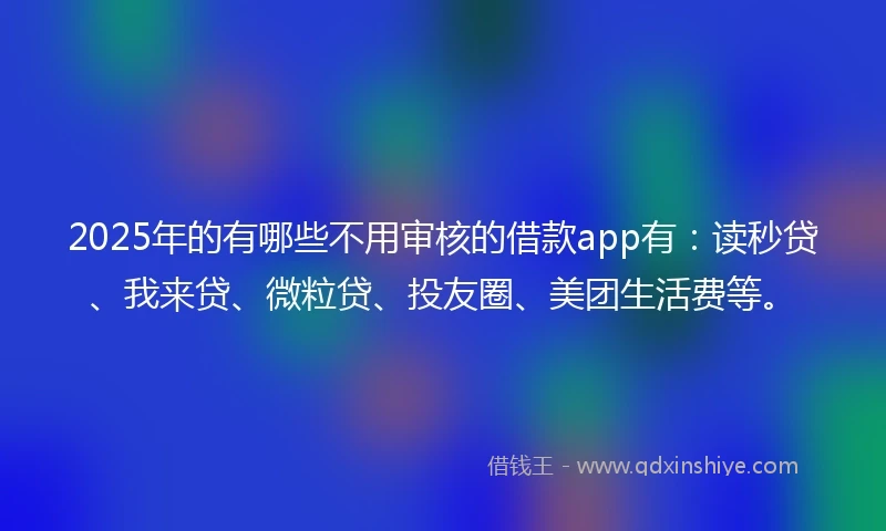 2025年的有哪些不用审核的借款app有:读秒贷、我来贷、微粒贷、投友圈、美团生活费等。