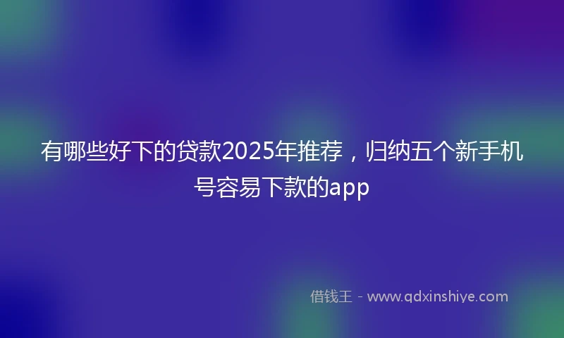 有哪些好下的贷款2025年推荐，归纳五个新手机号容易下款的app