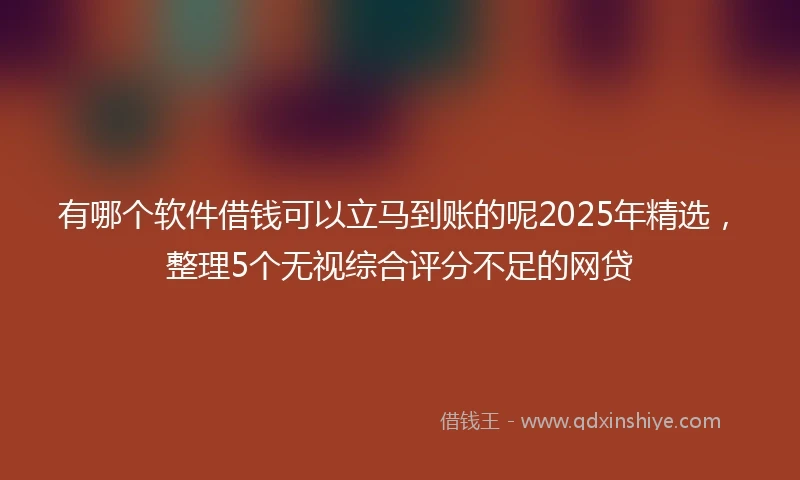 有哪个软件借钱可以立马到账的呢2025年精选，整理5个无视综合评分不足的网贷