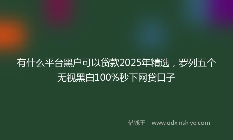 有什么平台黑户可以贷款2025年精选，罗列五个无视黑白100%秒下网贷口子