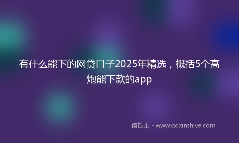 有什么能下的网贷口子2025年精选，概括5个高炮能下款的app