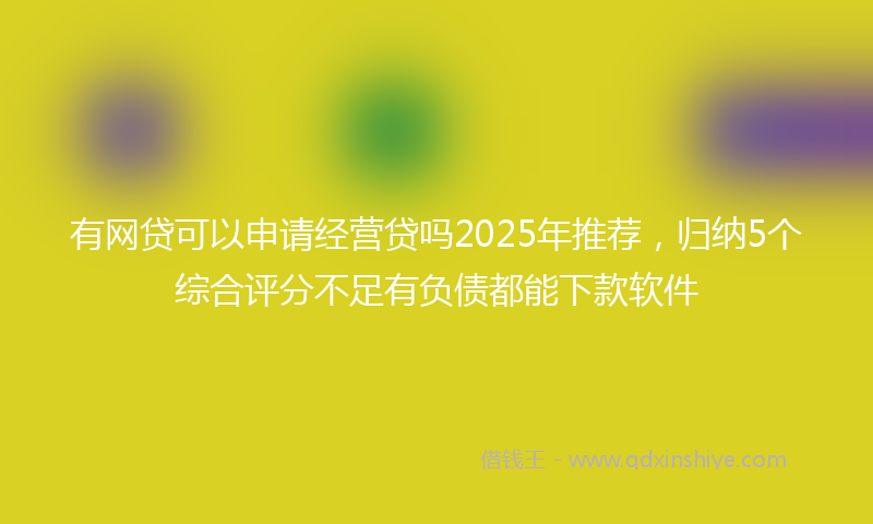 有网贷可以申请经营贷吗2025年推荐，归纳5个综合评分不足有负债都能下款软件
