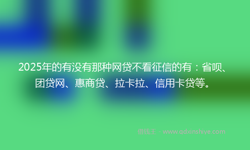 2025年的有没有那种网贷不看征信的有：省呗、团贷网、惠商贷、拉卡拉、信用卡贷等。