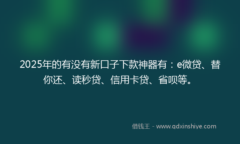 2025年的有没有新口子下款神器有：e微贷、替你还、读秒贷、信用卡贷、省呗等。