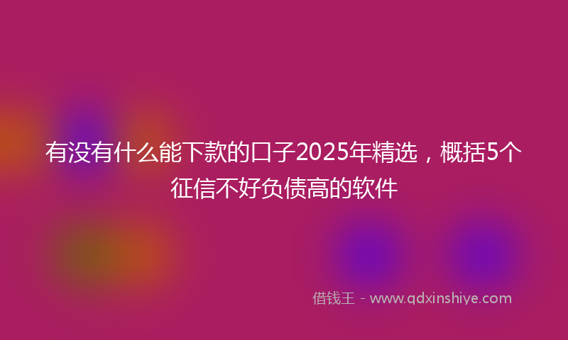 有没有什么能下款的口子2025年精选，概括5个征信不好负债高的软件