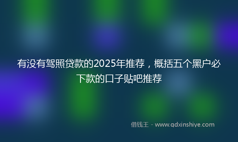 有没有驾照贷款的2025年推荐，概括五个黑户必下款的口子贴吧推荐