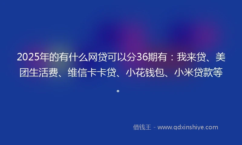 2025年的有什么网贷可以分36期有：我来贷、美团生活费、维信卡卡贷、小花钱包、小米贷款等。