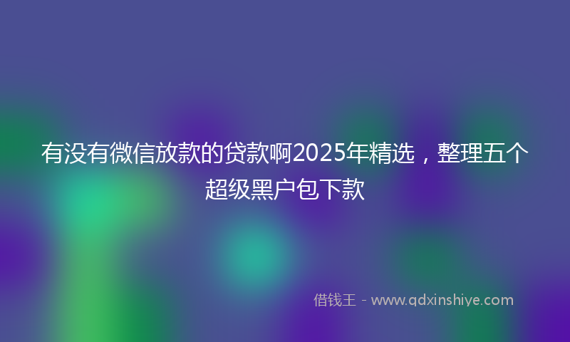 有没有微信放款的贷款啊2025年精选，整理五个超级黑户包下款