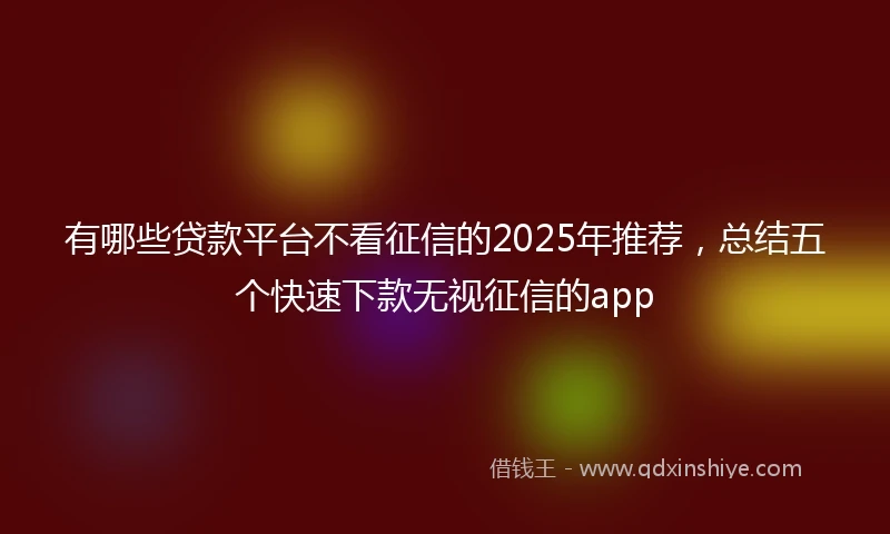 有哪些贷款平台不看征信的2025年推荐，总结五个快速下款无视征信的app