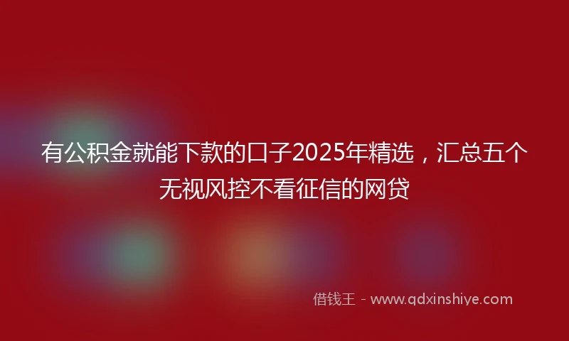 有公积金就能下款的口子2025年精选，汇总五个无视风控不看征信的网贷
