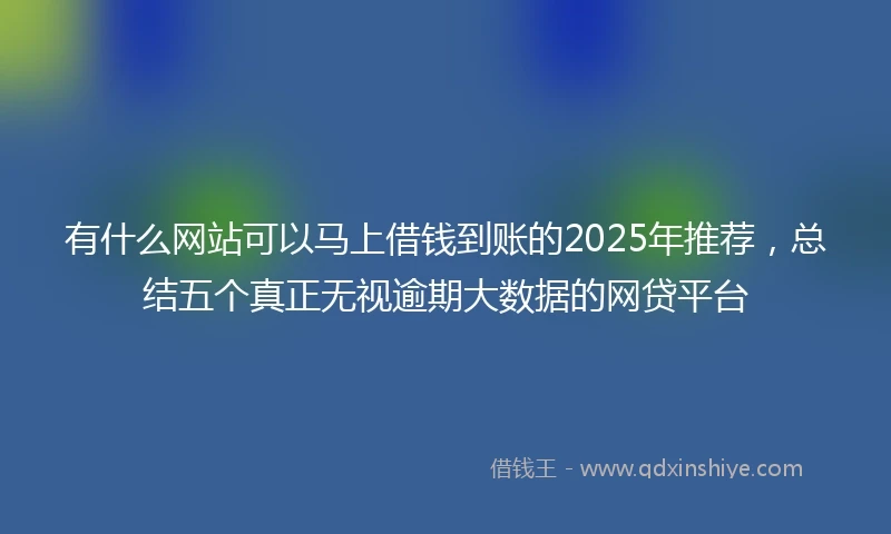 有什么网站可以马上借钱到账的2025年推荐，总结五个真正无视逾期大数据的网贷平台
