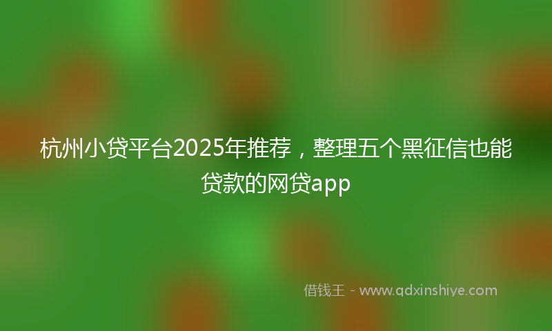 杭州小贷平台2025年推荐，整理五个黑征信也能贷款的网贷app