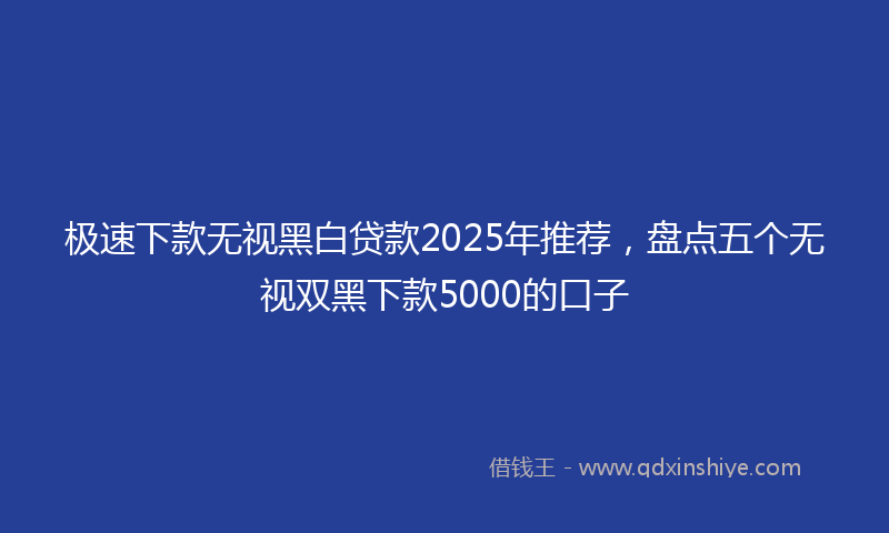 极速下款无视黑白贷款2025年推荐，盘点五个无视双黑下款5000的口子