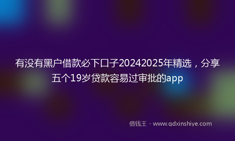 有没有黑户借款必下口子20242025年精选，分享五个19岁贷款容易过审批的app