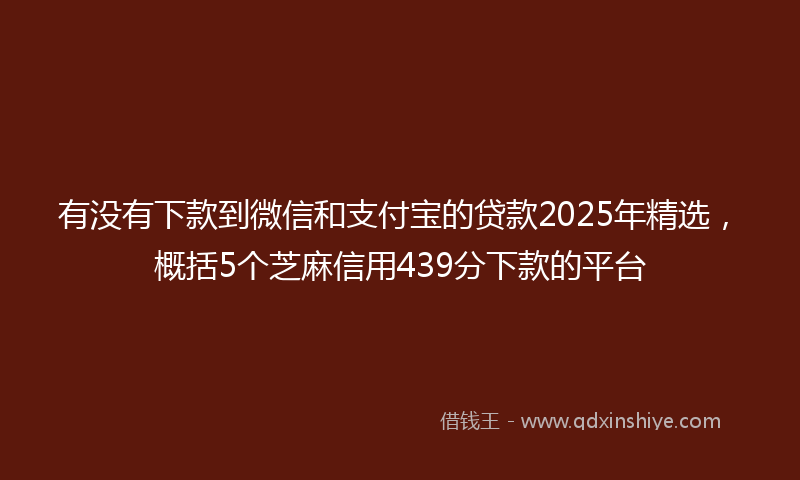 有没有下款到微信和支付宝的贷款2025年精选，概括5个芝麻信用439分下款的平台