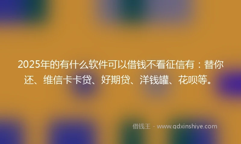 2025年的有什么软件可以借钱不看征信有：替你还、维信卡卡贷、好期贷、洋钱罐、花呗等。