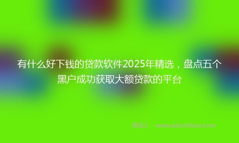 有什么好下钱的贷款软件2025年精选，盘点五个黑户成功获取大额贷款的平台