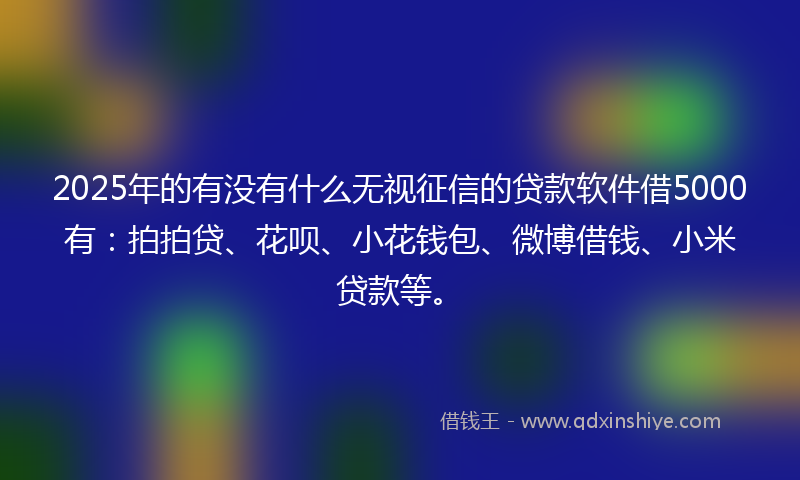 2025年的有没有什么无视征信的贷款软件借5000有：拍拍贷、花呗、小花钱包、微博借钱、小米贷款等。