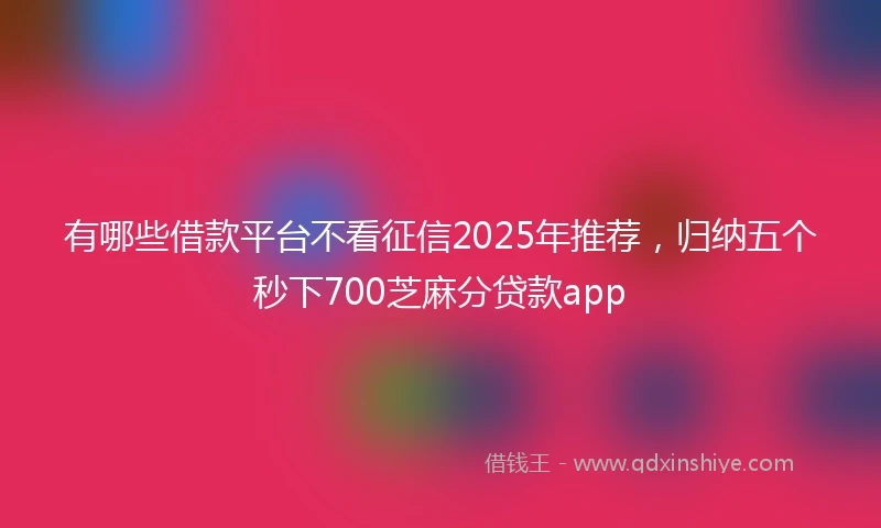 有哪些借款平台不看征信2025年推荐，归纳五个秒下700芝麻分贷款app