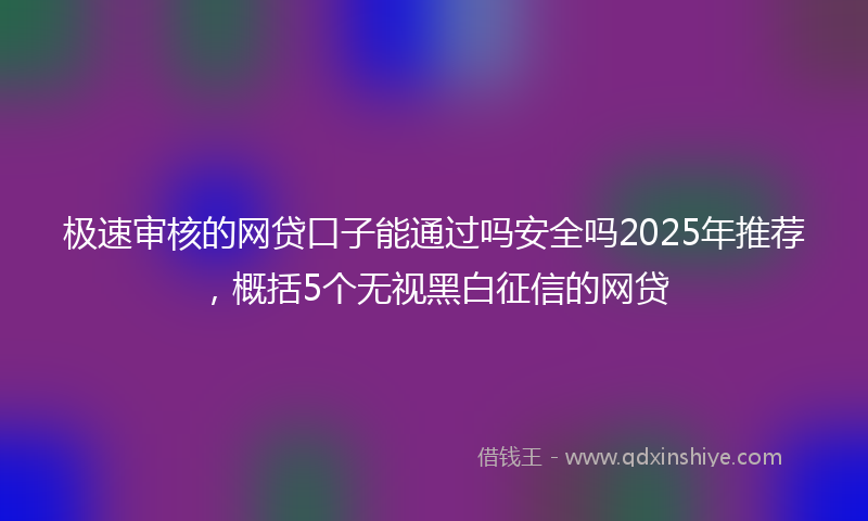 极速审核的网贷口子能通过吗安全吗2025年推荐，概括5个无视黑白征信的网贷