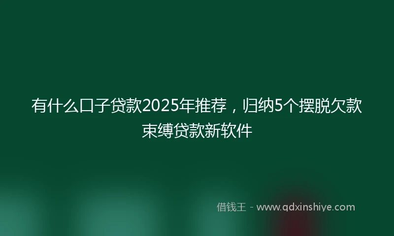 有什么口子贷款2025年推荐，归纳5个摆脱欠款束缚贷款新软件