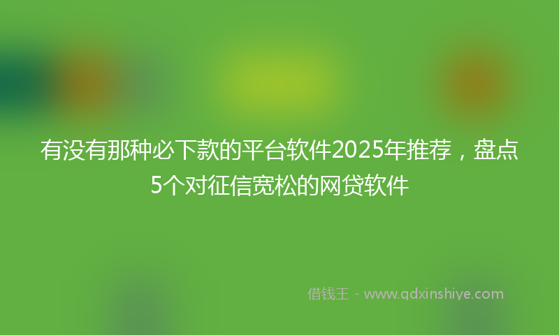 有没有那种必下款的平台软件2025年推荐，盘点5个对征信宽松的网贷软件