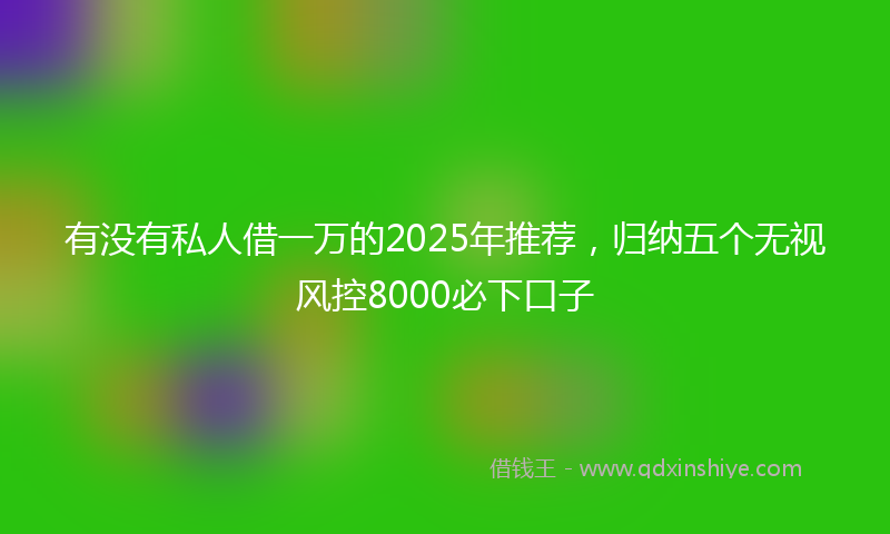 有没有私人借一万的2025年推荐，归纳五个无视风控8000必下口子