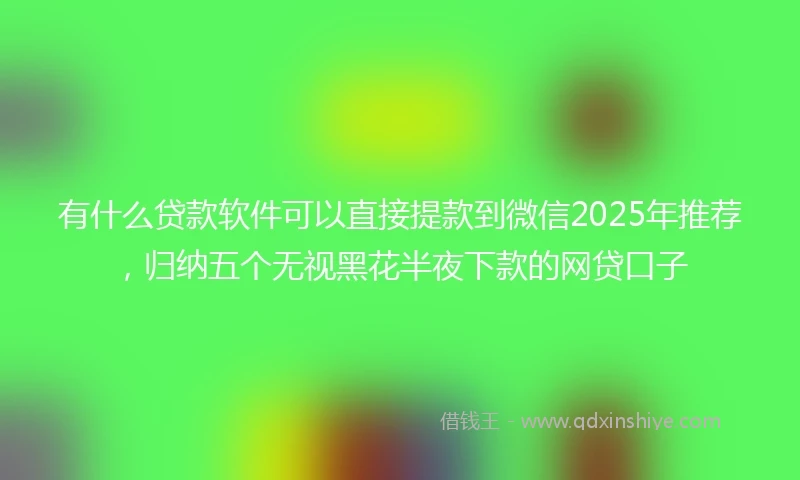有什么贷款软件可以直接提款到微信2025年推荐，归纳五个无视黑花半夜下款的网贷口子