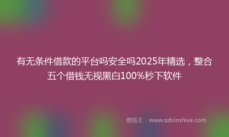 有无条件借款的平台吗安全吗2025年精选，整合五个借钱无视黑白100%秒下软件