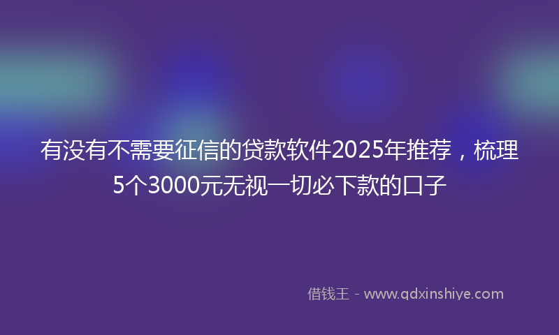 有没有不需要征信的贷款软件2025年推荐，梳理5个3000元无视一切必下款的口子