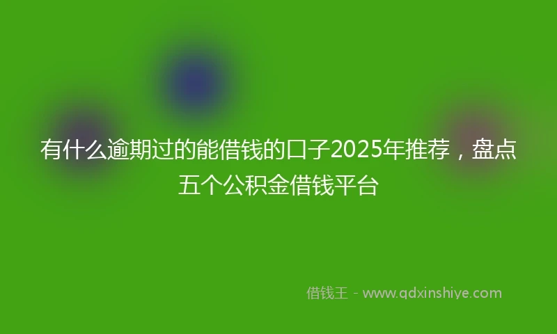 有什么逾期过的能借钱的口子2025年推荐，盘点五个公积金借钱平台