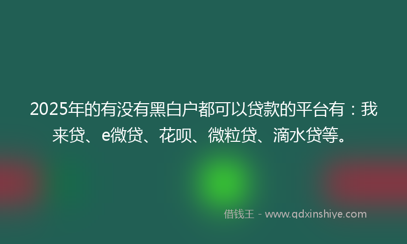 2025年的有没有黑白户都可以贷款的平台有：我来贷、e微贷、花呗、微粒贷、滴水贷等。